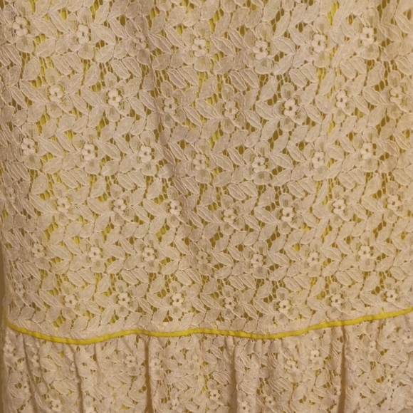 Ann Taylor Loft White Lace, Lime Green Lined Dress, Size 10 - Picture 6 of 9